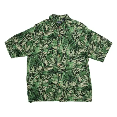 PURITAN Mens Hawaiian Shirt Green Floral M