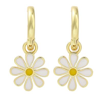 Rack Plating Flower Brass Hoop Earrings
