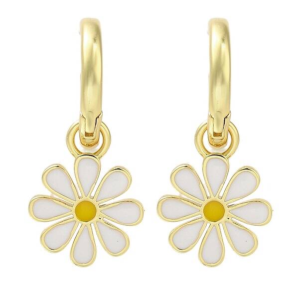 Rack Plating Flower Brass Hoop Earrings