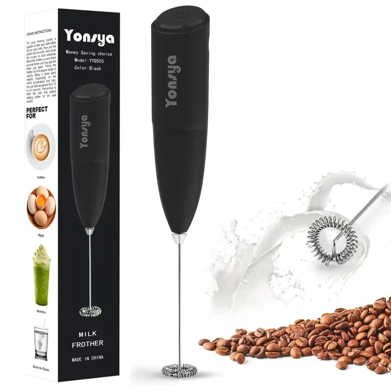 Hand Mixer Milk Frother for Coffee - Yonsya Frother Handheld Foam Maker for Lattes, Electric whisk Drink Mixer Mini Foamer fo...