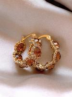 Fashionable Artificial Crystal Decorated Hoop Earrings, Fashion Artificial Zirconia Earrings for Party, Daily Clothing Decor,...