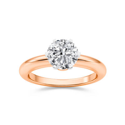 Ember Bloom Two Toned Round Lab Grown Diamond Engagement Ring | 10K Rose-White Gold 3 CT. TW.