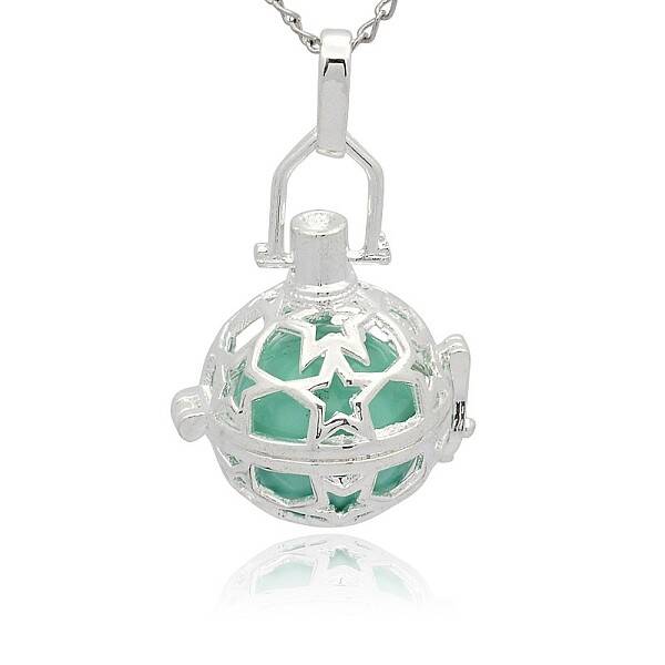 Silver Color Plated Brass Hollow Round Cage Pendants