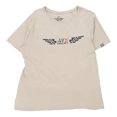 Avirex Spellout T-Shirt - 2XL Beige Cotton