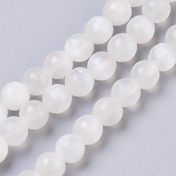 Natural Selenite Beads Strands