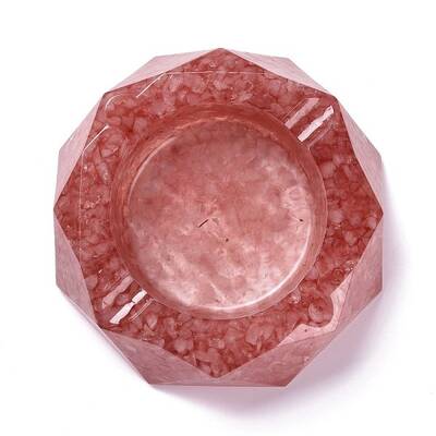 Resin with Natural Rose Quartz Chip Stones Ashtray