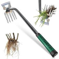 Garden Weed Puller Tool, Weeding Tool, High Manganese Steel Grass Root Removal Tool with 5 Teeth, Dual Purpose Hand Weeder T...