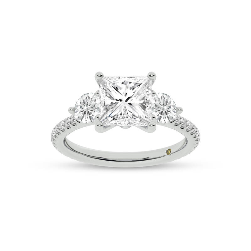 Zephyr Three Quarter Coverage Princess Cut Lab Grown Diamond Engagement Ring | 14K White Gold 2 1/2 CT. TW.