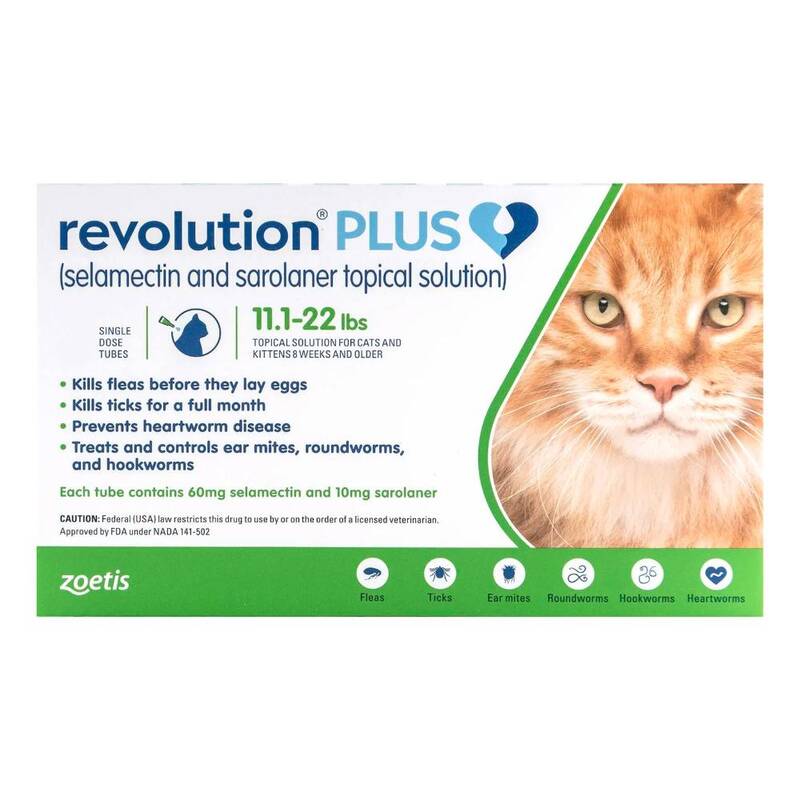 Revolution Plus For Large Cats 11.1-22lbs (5-10kg) Green 6 Pack