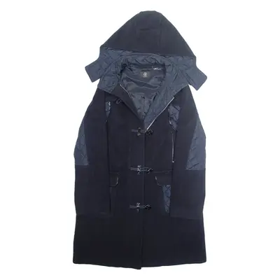 BOGNER Womens Overcoat Jacket Blue Wool Hooded L