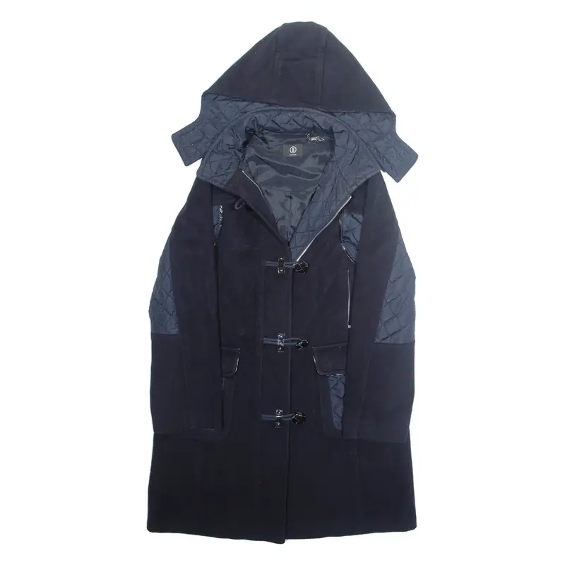 BOGNER Womens Overcoat Jacket Blue Wool Hooded L