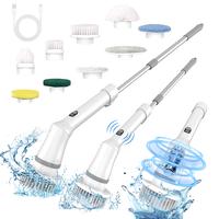 Electric Spin Scrubber, Cordless Electric Cleaning Brush with Power LCD Display, Adjustable Extension Handle, 2 Speed & 9 Rep...