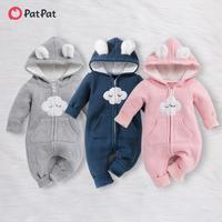 PatPat Baby Boy/Girl Bear Style 3D Ears Hooded Jumpsuit with Childlike Embroidery Cloud Design: Hyper-tactile, Soft & Cute, M...