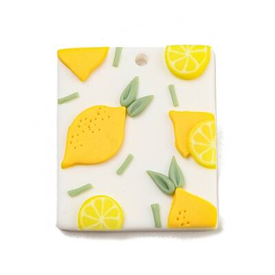 Geometrical Shape with Fruit Handmade Polymer Clay Pendants