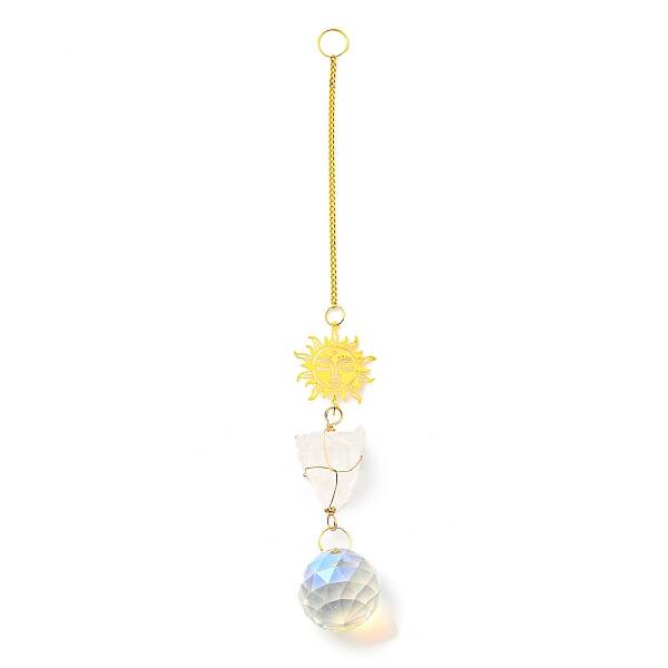 Wire Wrapped Nuggets Natural Quartz Crystal Pendant Decorations