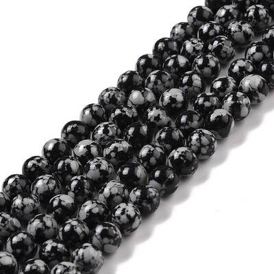 Synthetic Snowflake Obsidian Beads Strands