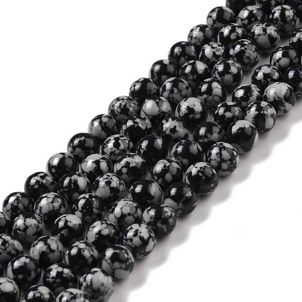 Synthetic Snowflake Obsidian Beads Strands