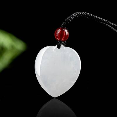 Natural Jadeite Heart Pendant Necklaces