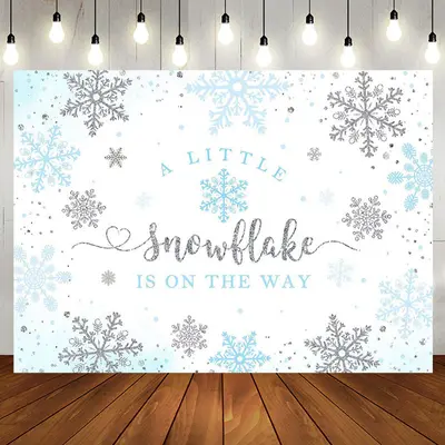 Aperturee Blue Little Snowflake Winter Baby Shower Backdrop - Aperturee