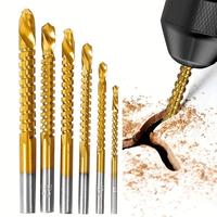 Titanium-Plated High-Speed Steel 6 PCS Drill Bits Set for Metalworking - Ideal for Drilling, Screwing, Boring, Carving, Cutti...