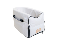 VOY Dog car seat for center console booster seat for puppy small dog pet armrest seat console dog seat with pockets, cream, o...