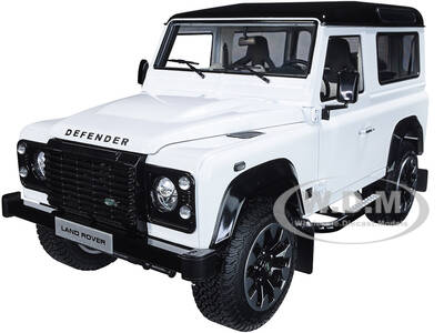 Land Rover Defender 90 Works V8 White with Gloss Black Top 70th Edition 1/18 Diecast Model Car by LCD Models