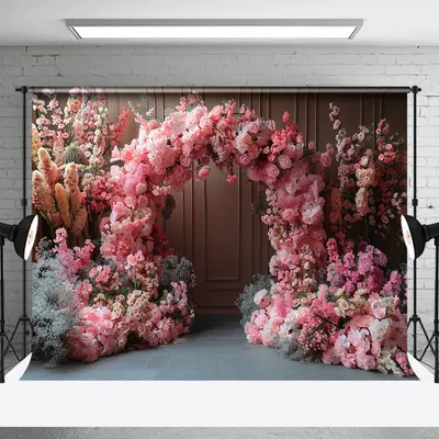 Colorful Floral Arch Vintage Wall Wedding Backdrop