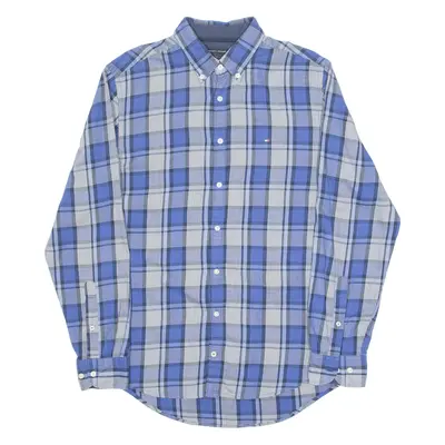 TOMMY HILFIGER Mens Shirt Blue Check Long Sleeve M