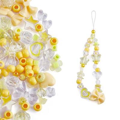 150 Pieces Random Rose Acrylic Beads Bear Pastel Spacer Beads Butterfly Loose Beads for Jewelry Keychain Phone Lanyard Making