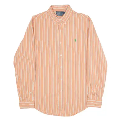 LACOSTE Custom Fit Mens Shirt Orange Striped Long Sleeve M