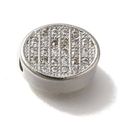 Oval Rack Plating Brass Micro Pave Clear Cubic Zirconia Beads