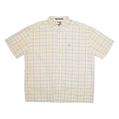 TOMMY HILFIGER Mens Shirt Beige Plaid XL