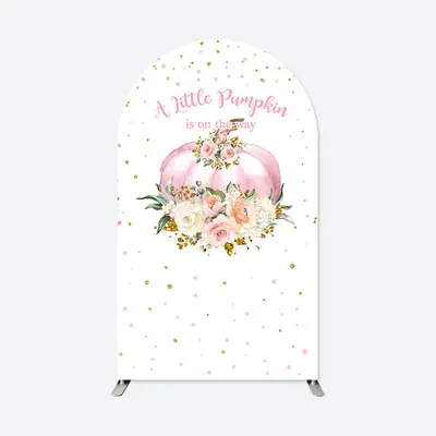 Aperturee Pink Pumpkin Baby Shower Double Sided Arch Backdrop | Diy Arch Backdrop Cover | Custom Chiara Arched Covers | Diy C...