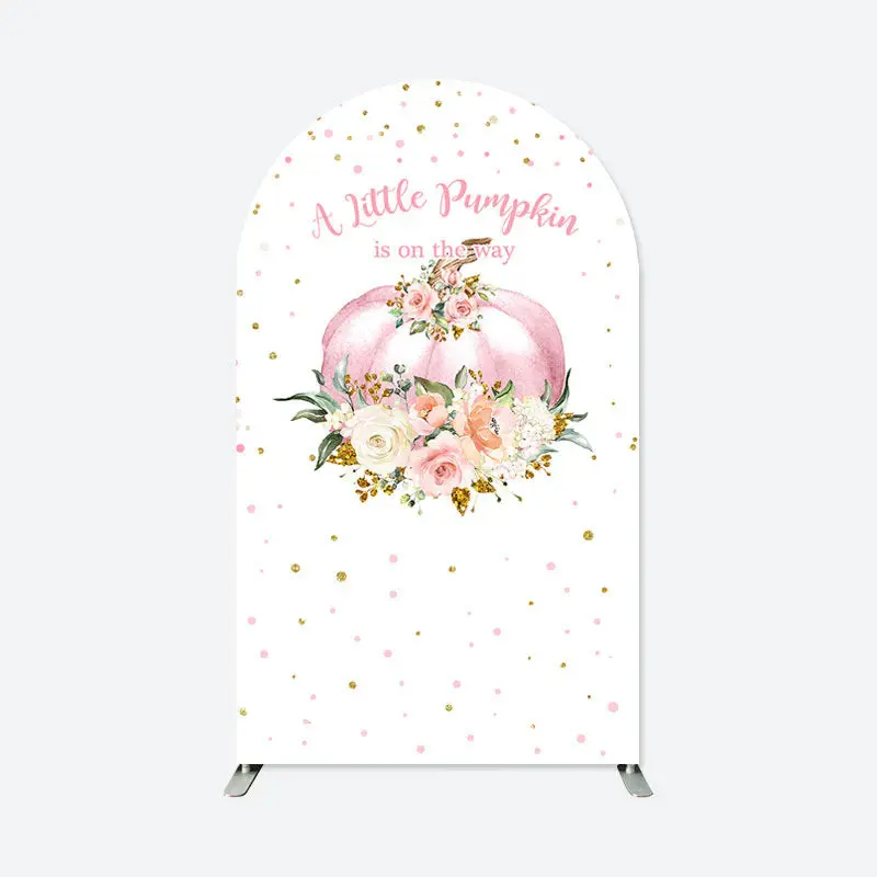 Aperturee Pink Pumpkin Baby Shower Double Sided Arch Backdrop | Diy Arch Backdrop Cover | Custom Chiara Arched Covers | Diy C...