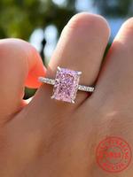 S925 Sterling Silver Pink Zircon Decor Ring, Fashion Jewelry for Party, Daily Clothing Decor, Trendy All-match & Exquisite Je...