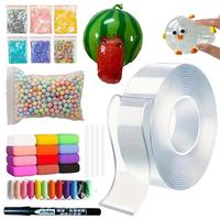 DIY Craft Kit, 1 Set 2mm Thickened Bubble Glue Tape Kit with Clay & Glitter & Pen, Elastic Bubble Glue Tape, DIY Multifunctio...
