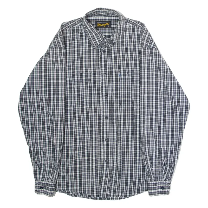 WRANGLER Mens Shirt Grey Check Long Sleeve L