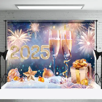 Blue Purple Blur Vibe Happy New Year Xmas Holiday Backdrop