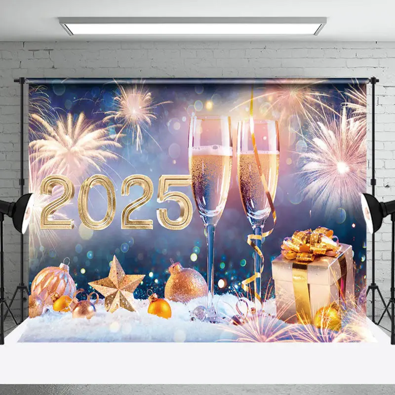 Blue Purple Blur Vibe Happy New Year Xmas Holiday Backdrop