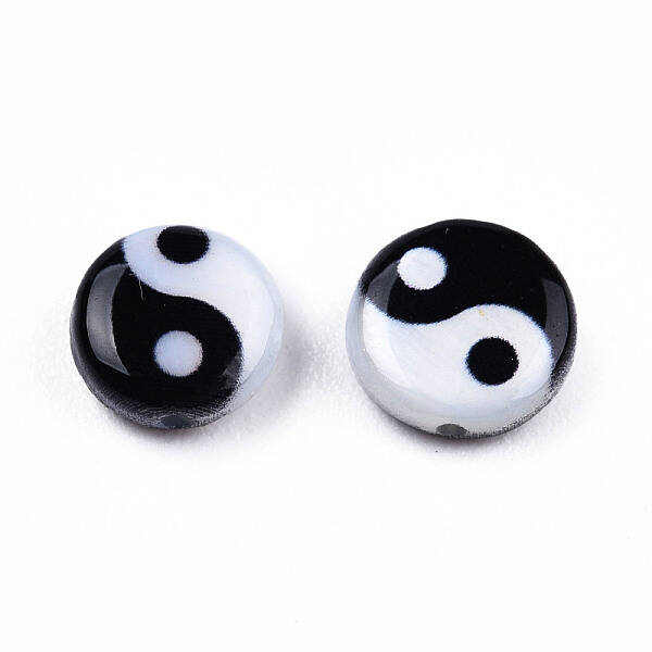 Natural Freshwater Shell Printed Beads