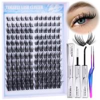 zanlufly Lash Extension Kit Fox Eye Lash Clusters  Manga Cat Eye Lash Extensions C Curly Anime Lash Extension Kit Comestic Ma...