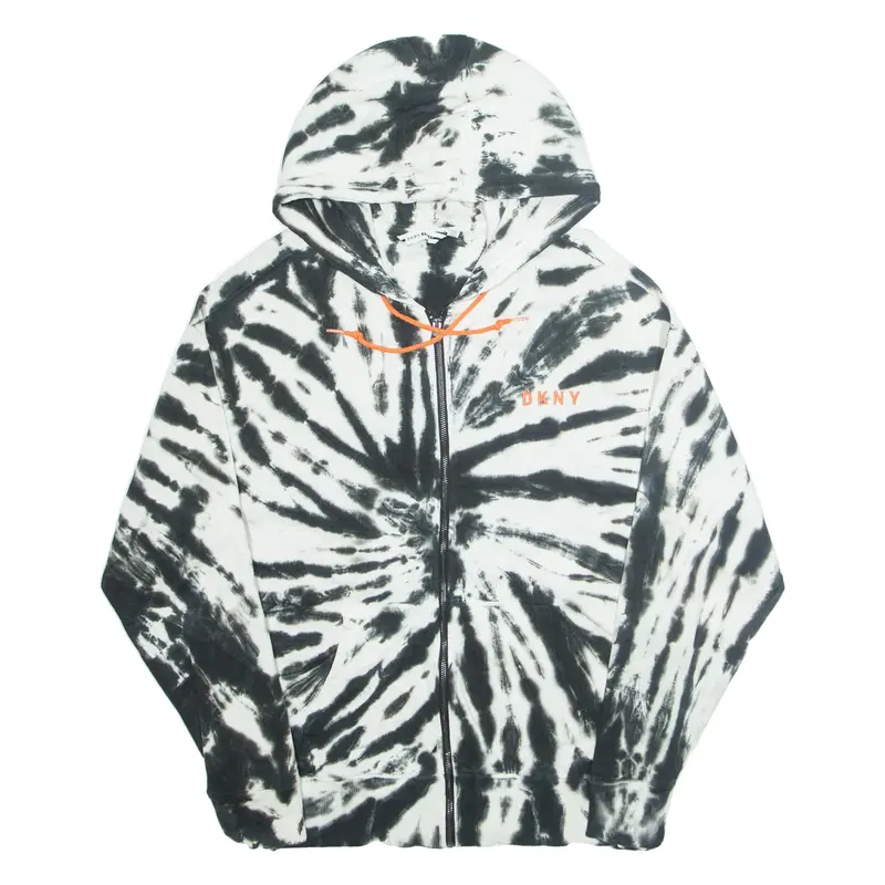 DKNY Mens White Hoodie Full Zip M