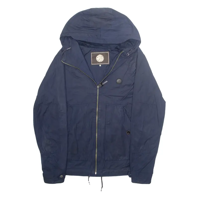 PRETTY GREEN Mens Rain Jacket Blue Hooded L