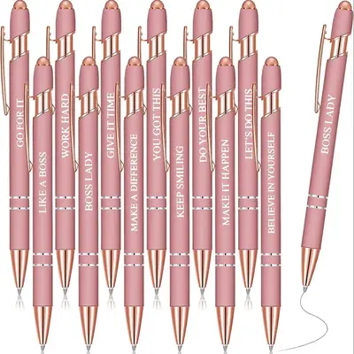 Inspirational Quotes Metal Ballpoint Pen, 12pcs Multifunctional Portable Multi-purpose Ballpoint Pens, Durable Writing Pens f...