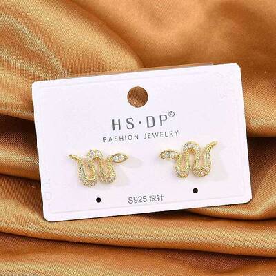 Brass Micro Pave Clear Cubic Zirconia Stud Earrings