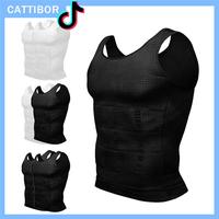 CATTIBOR 2 Pack Men Solid Compression Vest Shaping Vest,Men Sleeveless Shirt Shapewear,Men T-Shirt Sport Vest,Men Breathable ...