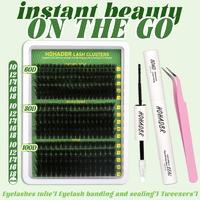 HOHADBR 60D+80D+100D Thick Volume Individual Lashes 10-18mm Cluster   Lash Clusters Wispy Lash Extension Lashes D Curl Cluste...