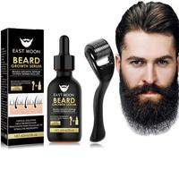 Beard Growth Kit - Serum & Roller Duo for Thicker Facial Hair - Natural Nutrient Oil + 540 Needle Roller - Daily Grooming Ess...