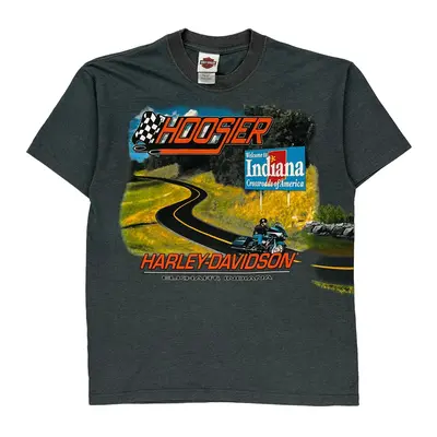 Harley Davidson Graphic T-Shirt - Large Grey Cotton Blend