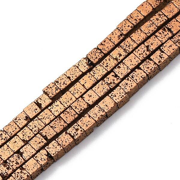 Electroplated Natural Lava Rock Beads Strands